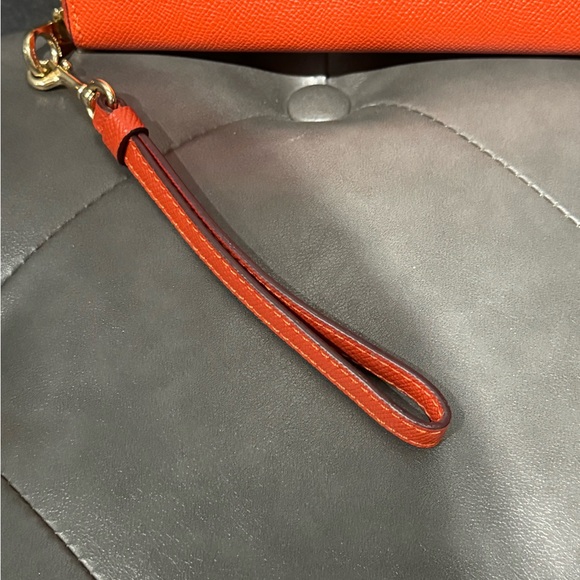 💯 EUC Coach Accordion Wrist Zip Wallet Orange - Picture 3 of 7